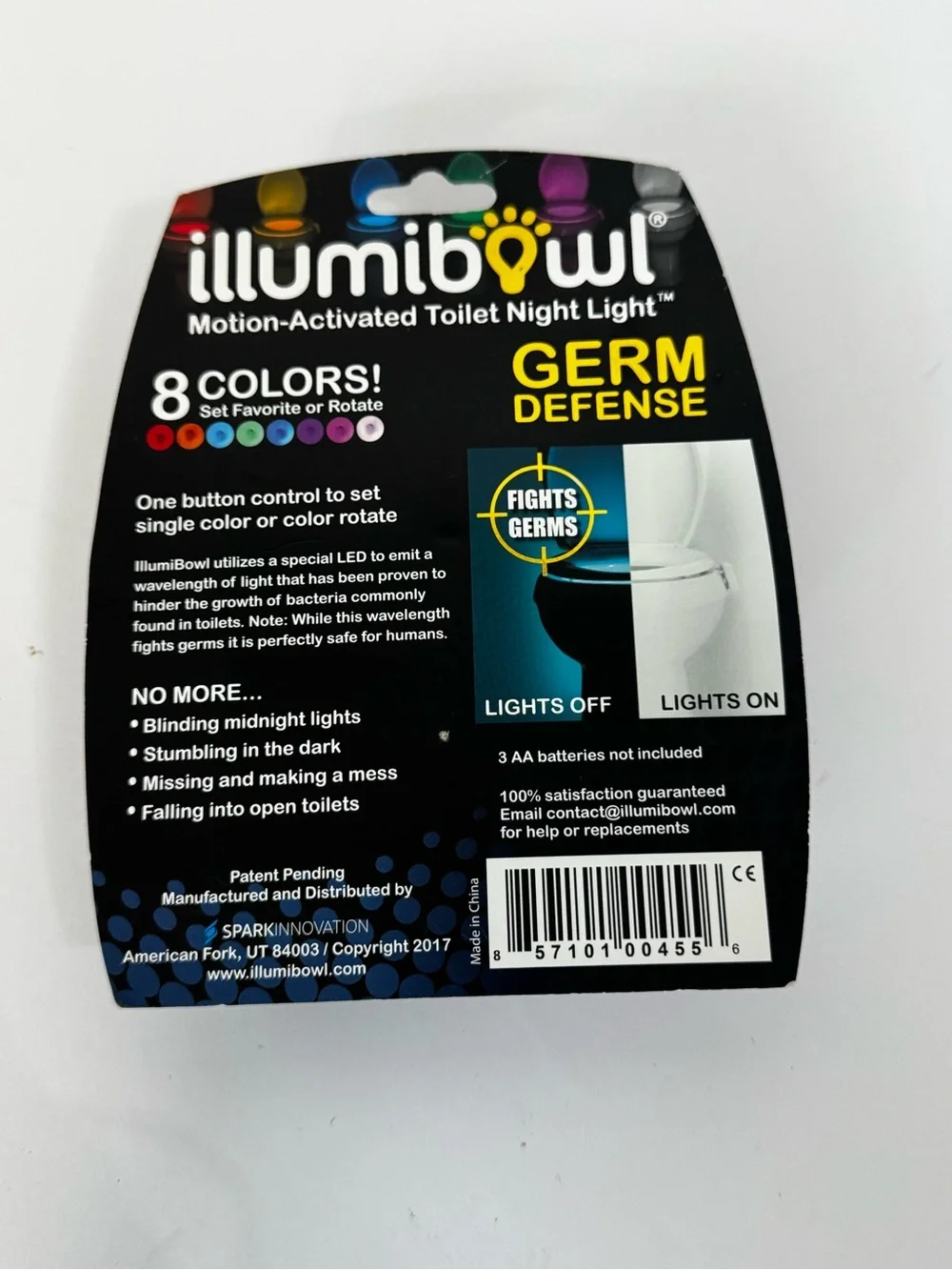 Illumibowl Germ Defense Motion-Activated Night Light - White